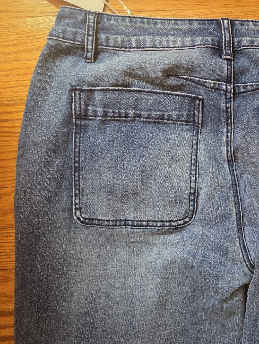 NWT Flamingals Wash Stitch Detail Mid Rise Barrel Crop Jean XL 12/14 Stretch - Picture 6 of 11